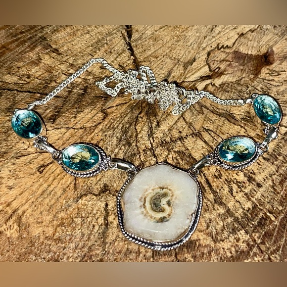 Solar Quartz Statement Necklace 15” - 17” - Picture 7 of 13